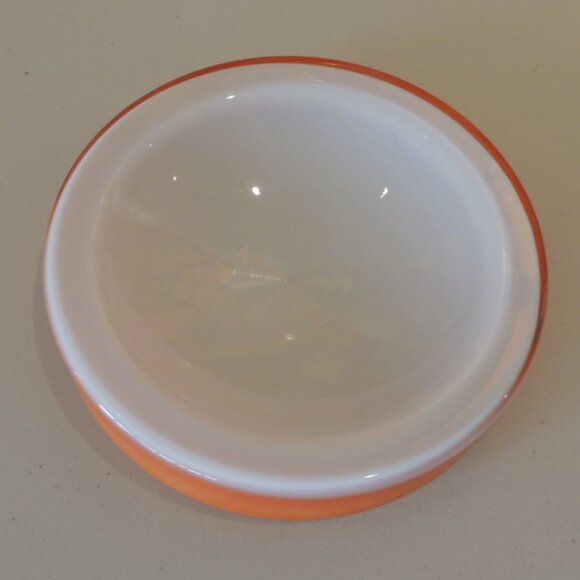 MCM White and Orange Round Milk Glass Decorative Bowl - Picture 1 of 5